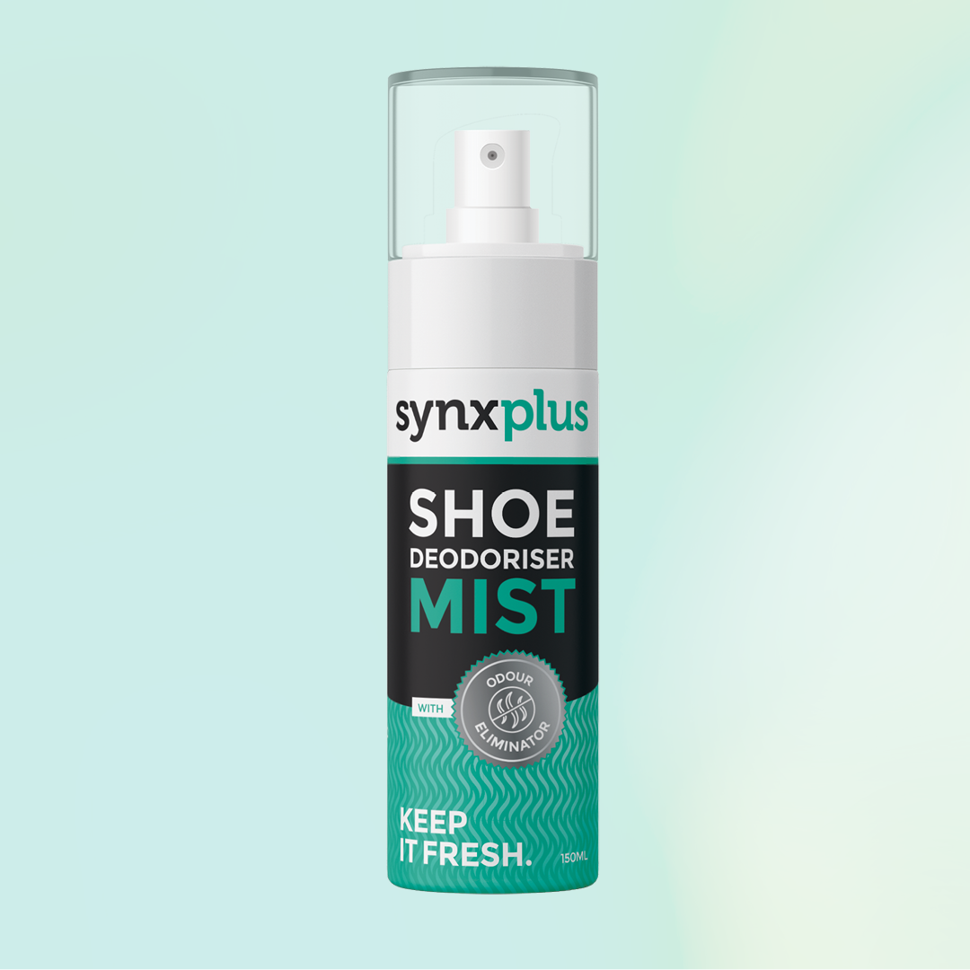 synxplus shoe deodoriser mist, keep kicks clean, smell fresh, lemon scent, odour eliminating, shoes, sneakers