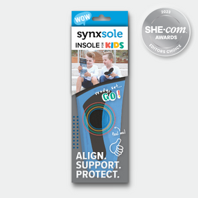 Synxsole - Kinds Insoles, Gently supports the growing foot from growing pains, in-toeing, heel pain and leg aches 