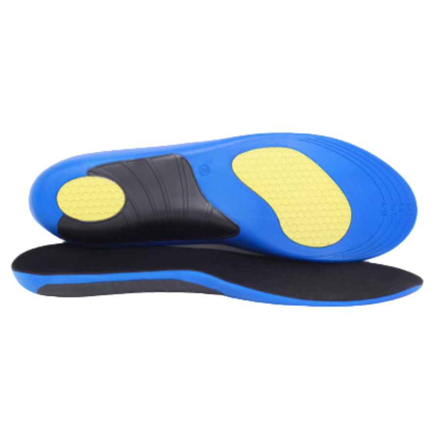 side and bottom profile of synxgeli power insole that cushion, protect and relieve the soft tissue and joints