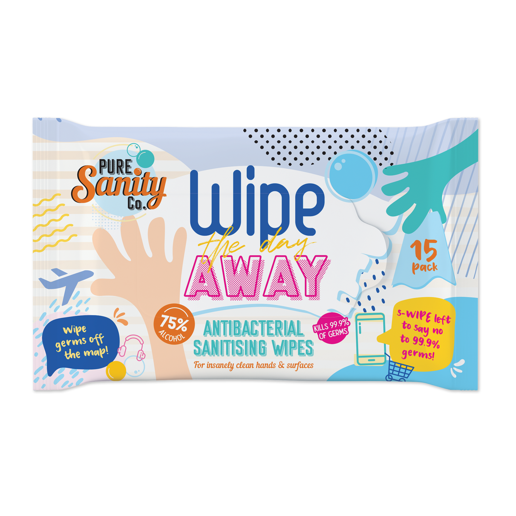 Pure Sanity Co  Antibacterial Sanitising Wipes